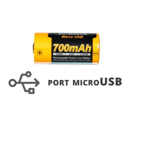 Akumulator Fenix USB ARB-L16UP  (16340 RCR123 700 mAh 3,6 V)         Kod: 039-384