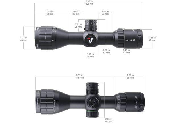 Luneta celownicza VictOptics C3 3-9x32 SFP Mil-Dot + montaż - obrazek 5