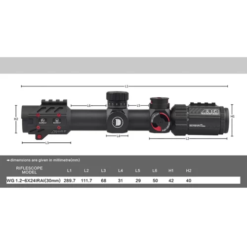 Luneta celownicza DiscoveryOpt WG 1.2-6x24IRAI (30mm) + Montaż