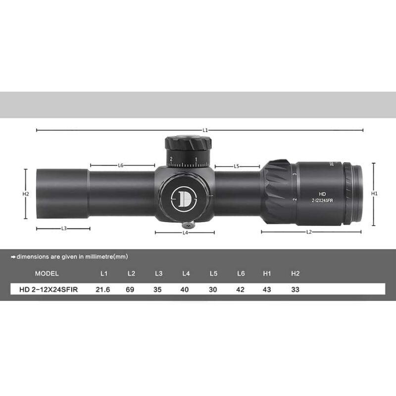 Luneta celownicza DiscoveryOpt HD 2-12X24SFIR FFP-MIL + Montaż - obrazek 12