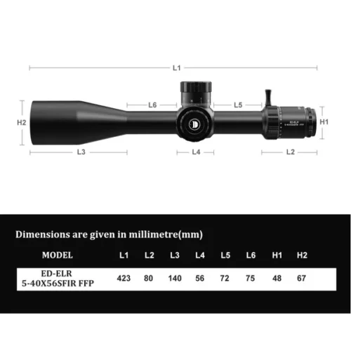 Luneta celownicza DiscoveryOpt ED-ELR 5-40X56SFIR FFP-1/20MRAD-Z  + Montaż