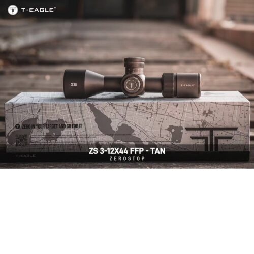 Luneta celownicza T-EAGLE ZS 3-12X44 FFP IR kompaktowa Zero Stop + montaż (kolor TAN )