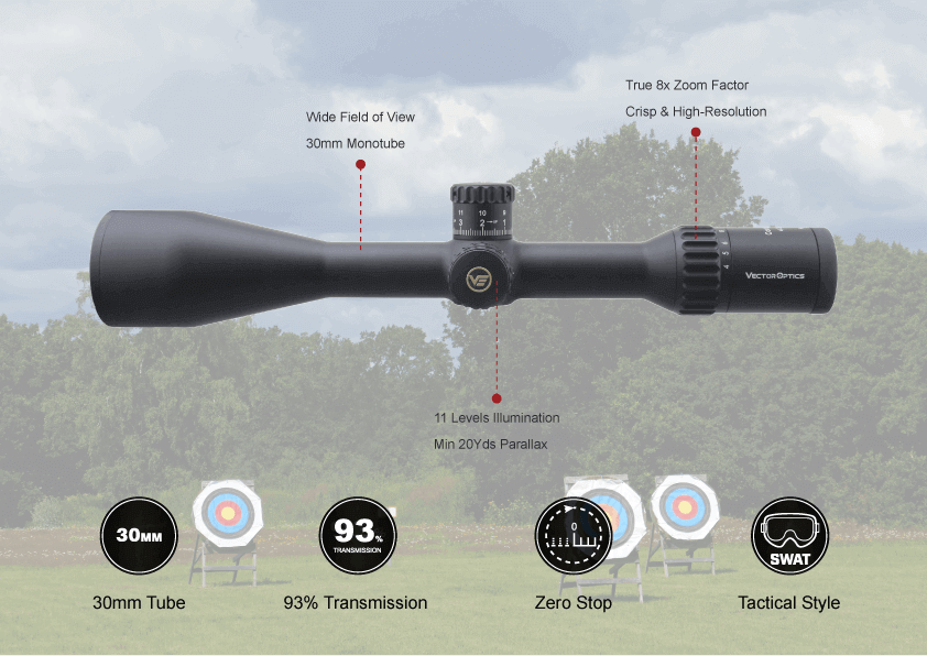 Luneta celownicza Vector Optics Continental x8 4-32 SFP ED Zero Stop - 56 mm-T51+ montaż - obrazek 5