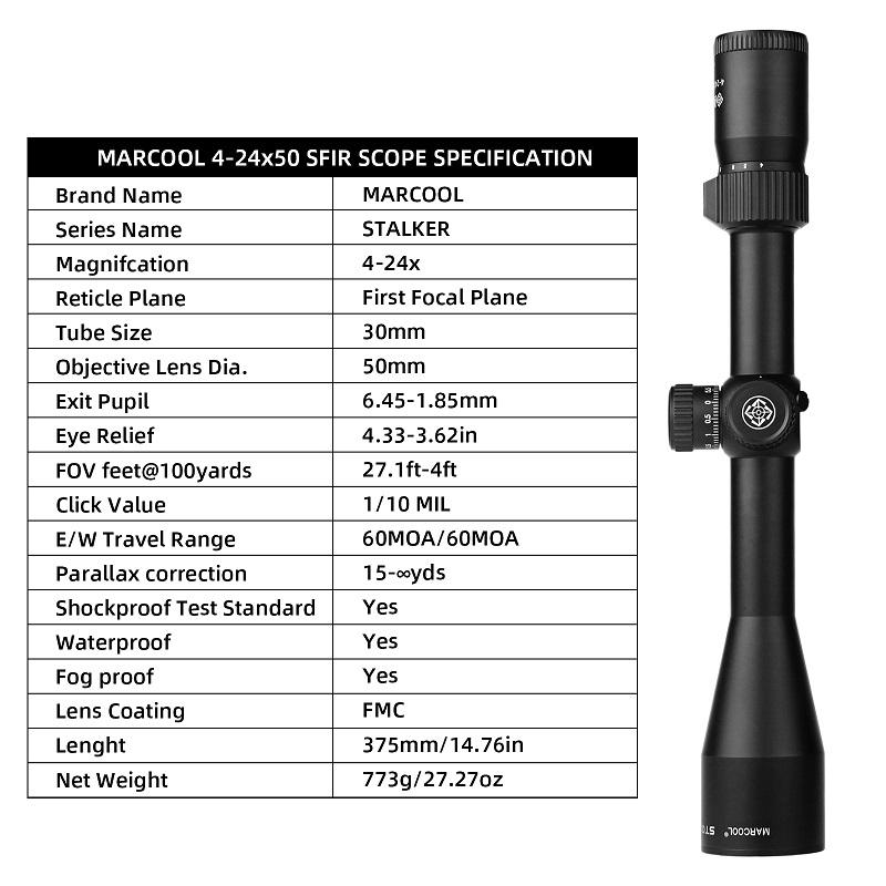 Luneta celownicza Marcool STALKER 4-24×50 FFP + montaż 30mm - obrazek 8